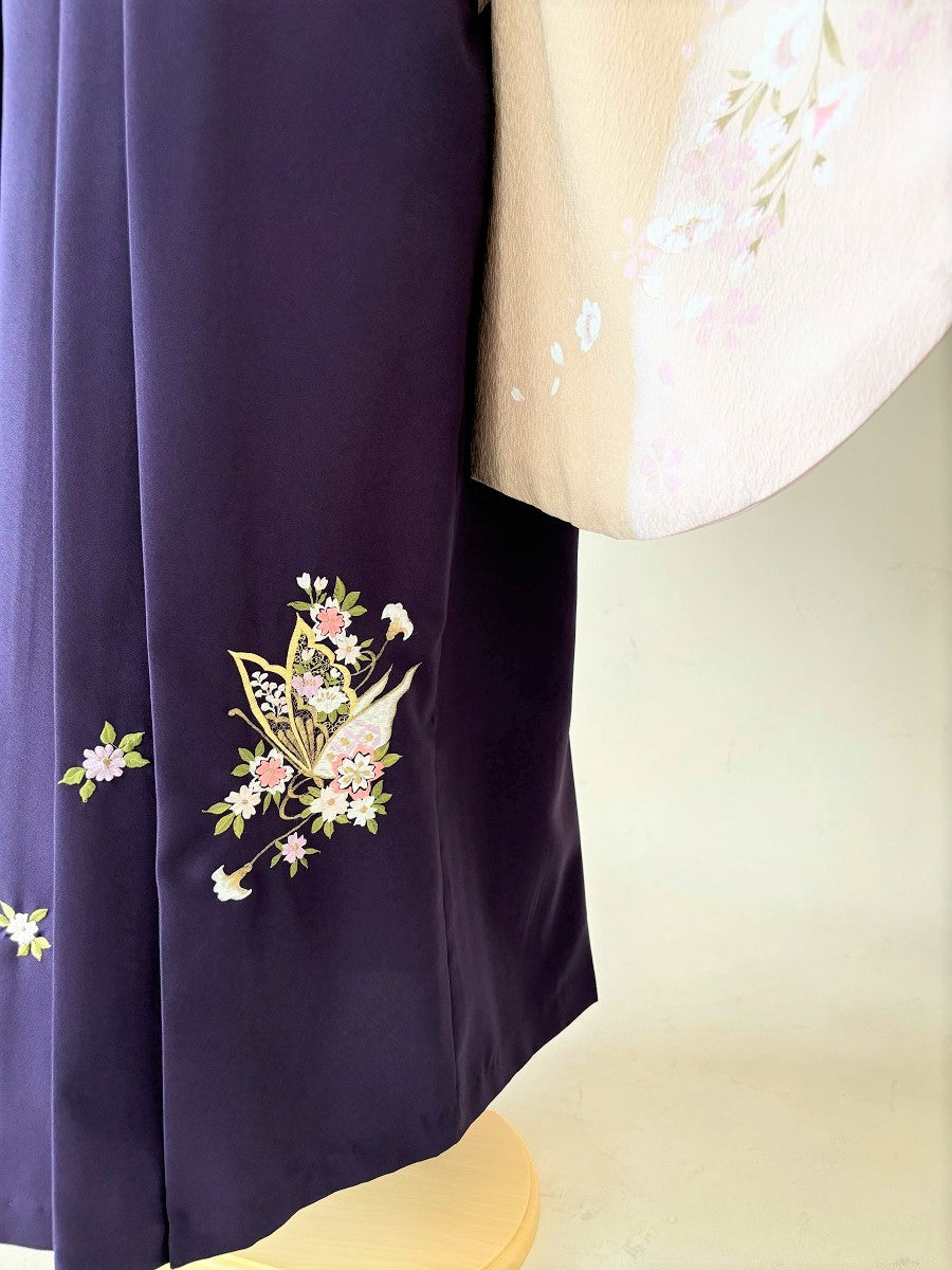 卒業式袴レンタルセット 淡ベージュ 枝垂桜