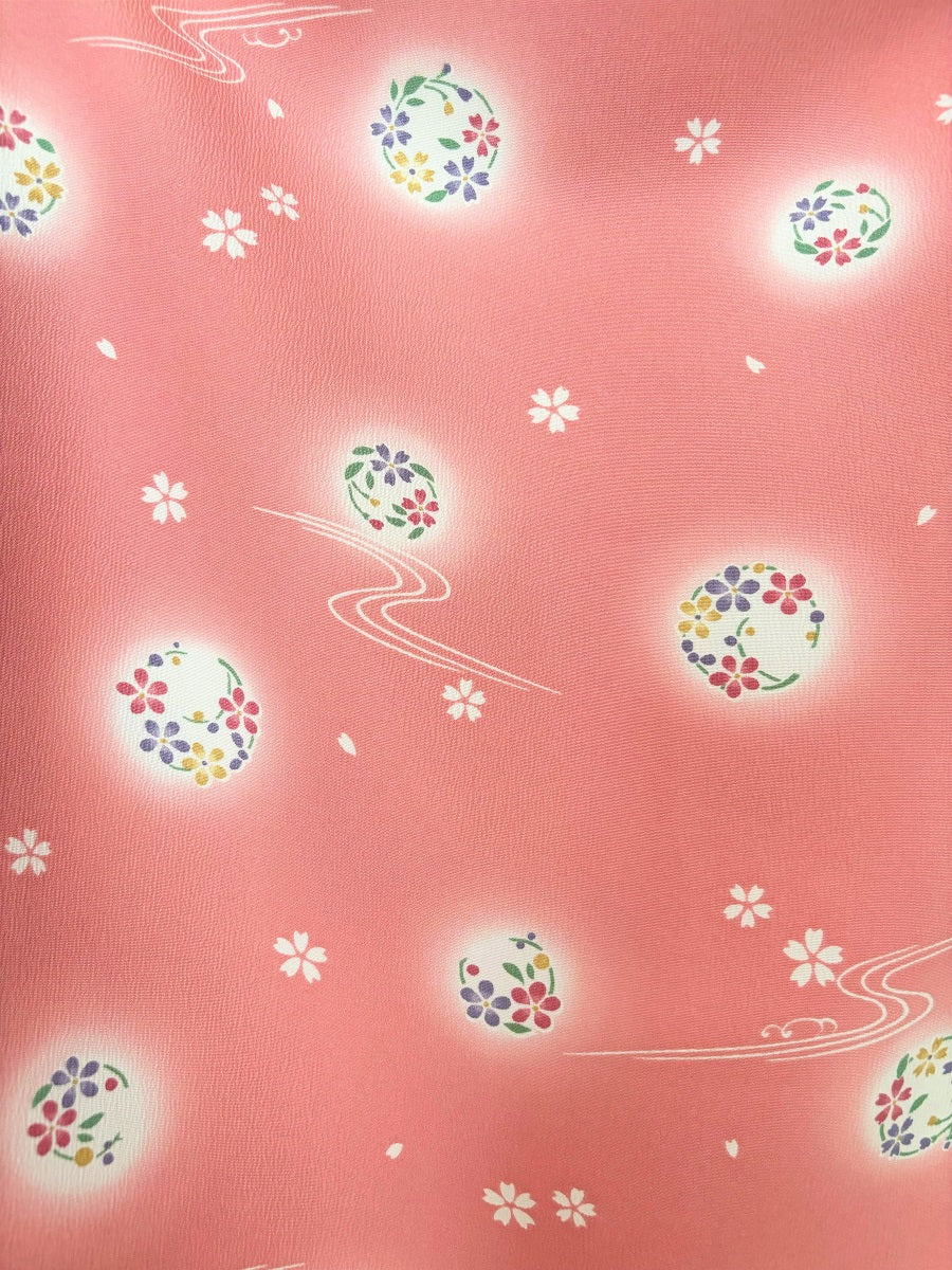 卒業式袴レンタルセット 桃色 流水花紋
