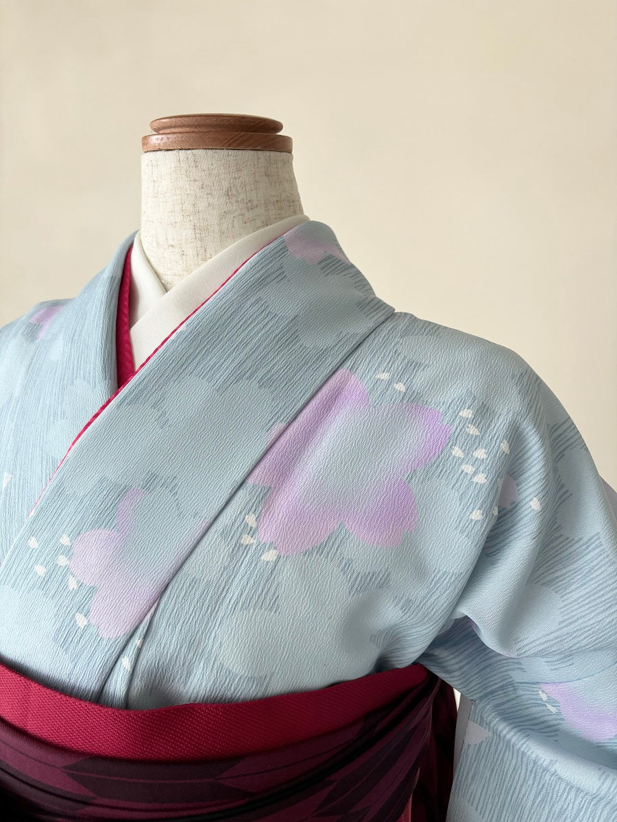 卒業式袴レンタルセット 薄水色 桜と花びら