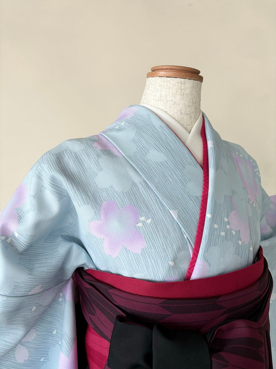 卒業式袴レンタルセット 薄水色 桜と花びら