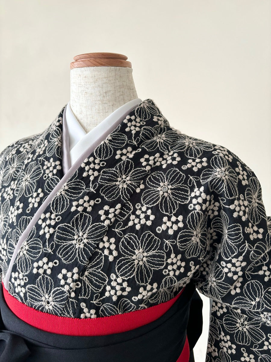卒業式袴レンタルセット 黒地 レース刺繍