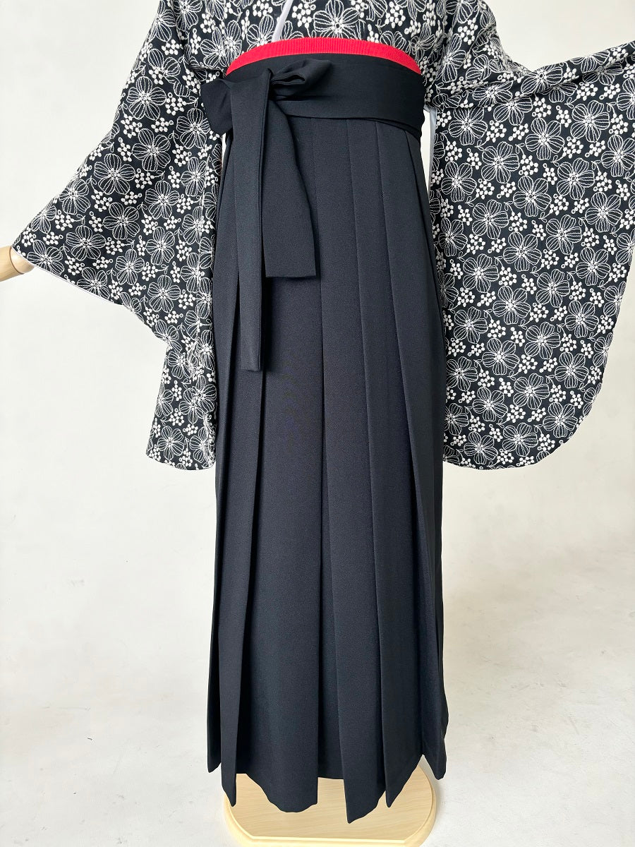 卒業式袴レンタルセット 黒地 レース刺繍