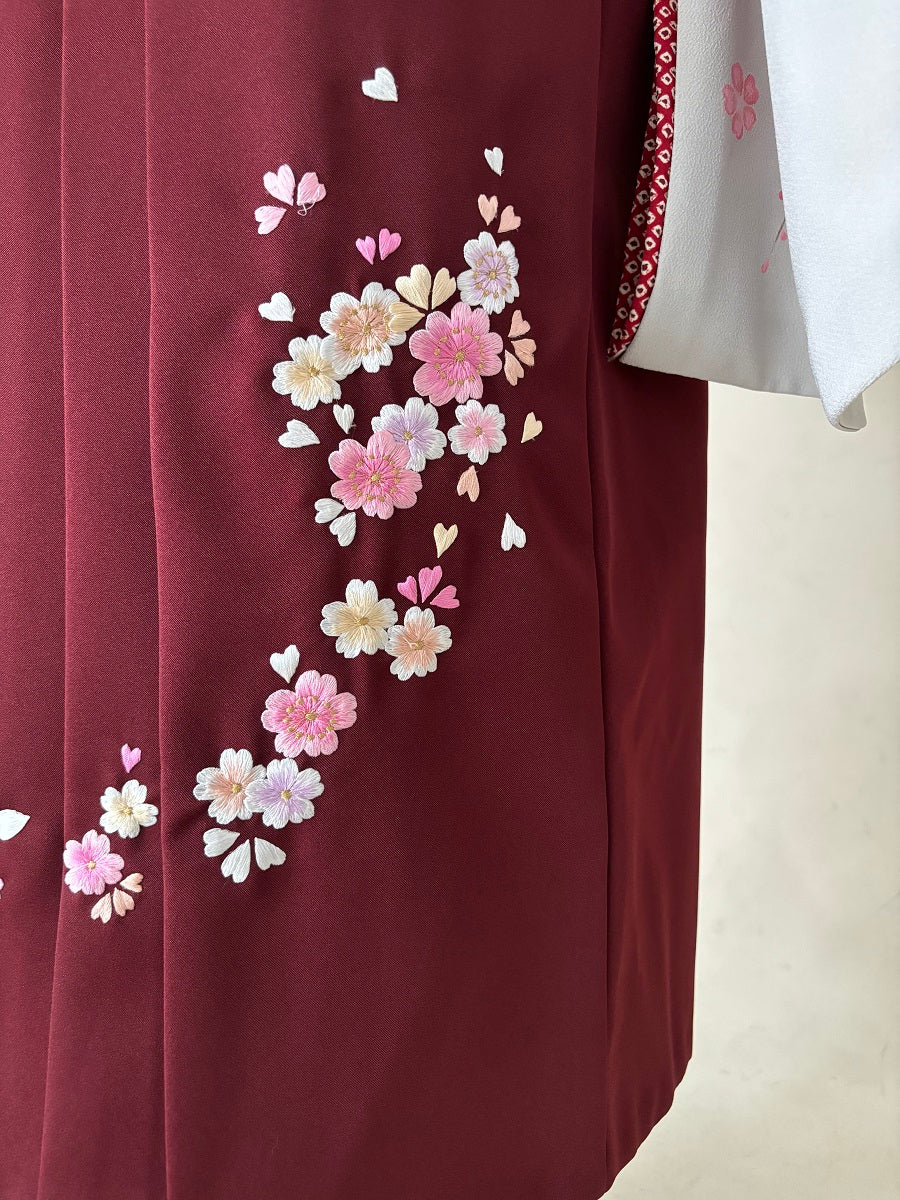 卒業式袴レンタルセット グレー 枝桜 – きものセンター