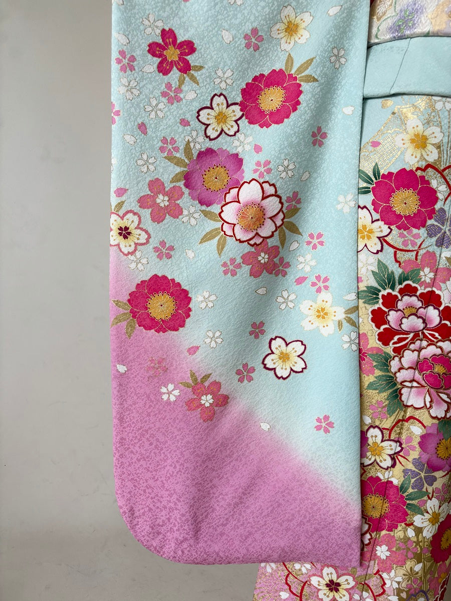 振袖レンタルセット 水色 桜 – きものセンター