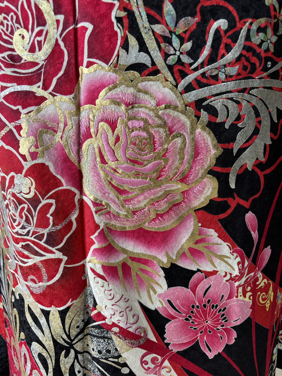 振袖と袋帯のセット 黒地にバラ 振袖と袋帯のセット 黒地にバラ 振袖と袋帯のセット 黒地にバラ 振袖と袋帯のセット 黒地にバラ