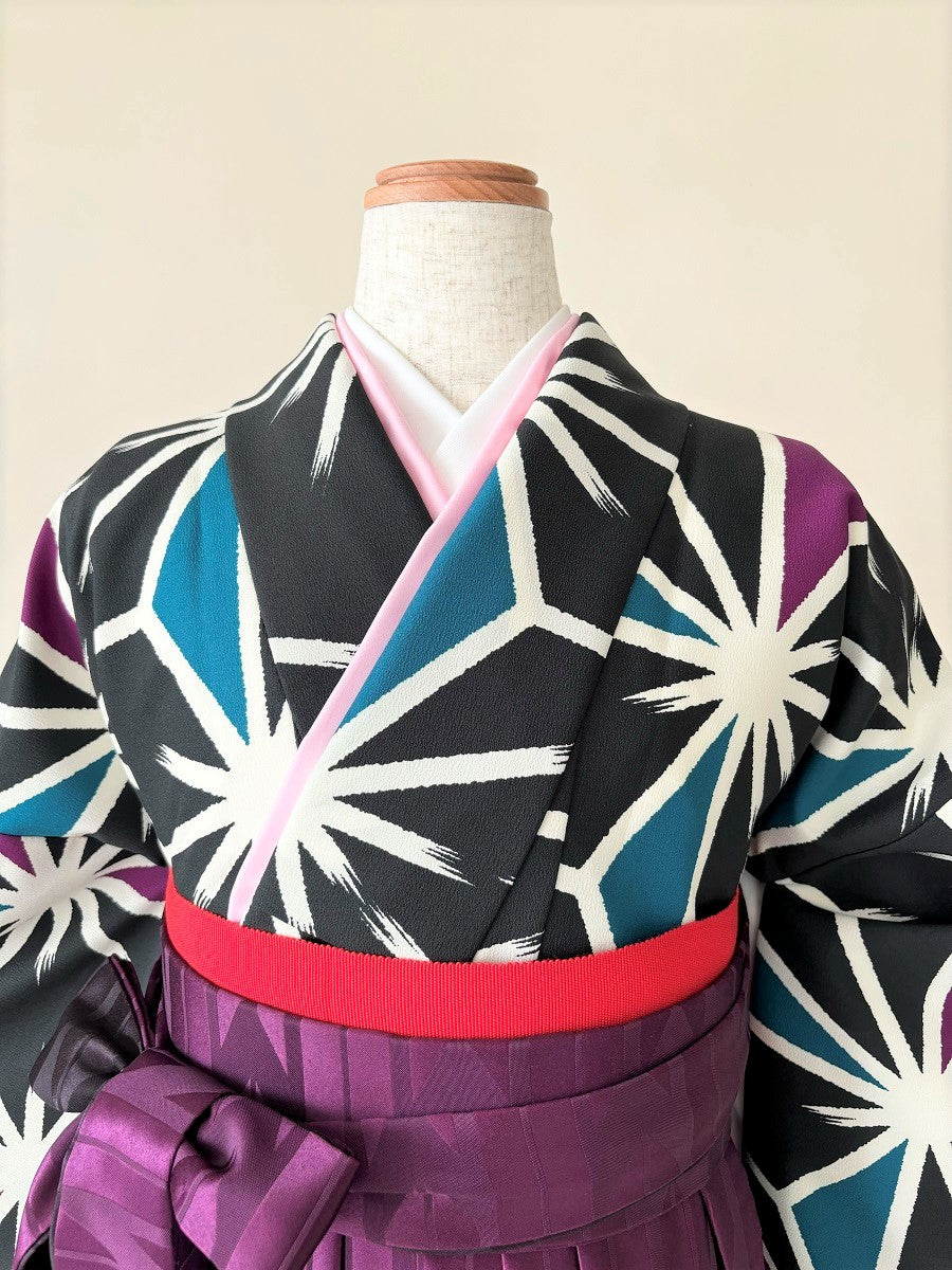 卒業式袴レンタルセット 黒地 麻の葉 – きものセンター 卒業式袴レンタルセット 黒地 麻の葉 – きものセンター