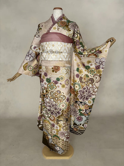 振袖レンタルセット　白　新古典柄