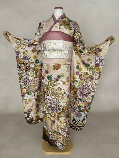 振袖レンタルセット　白　新古典柄