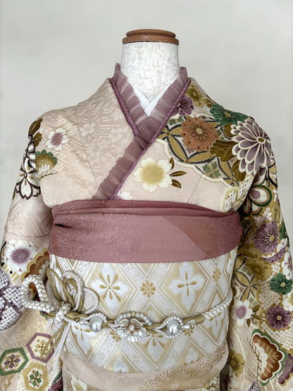 振袖レンタルセット　白　新古典柄