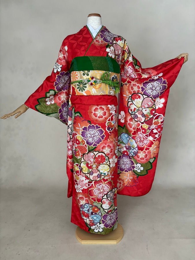 振袖レンタルセット　オレンジ　古典