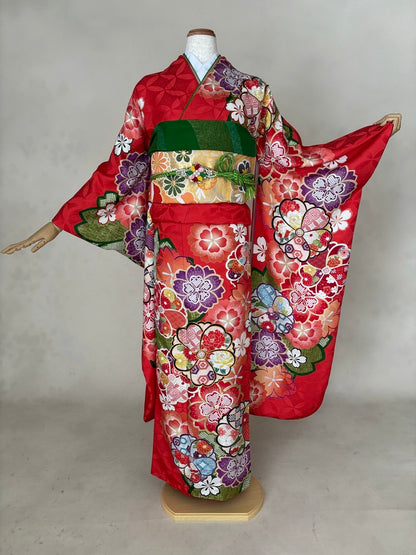 振袖レンタルセット　オレンジ　古典