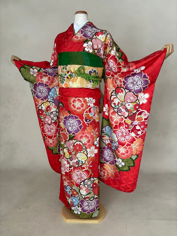 振袖レンタルセット　オレンジ　古典