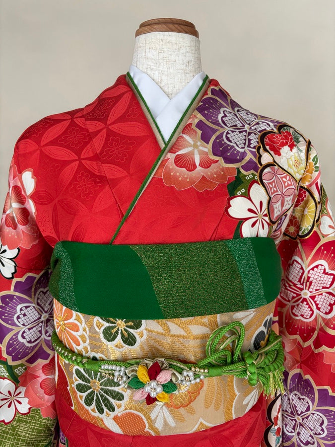 振袖レンタルセット　オレンジ　古典