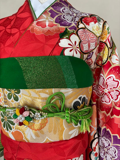 振袖レンタルセット　オレンジ　古典