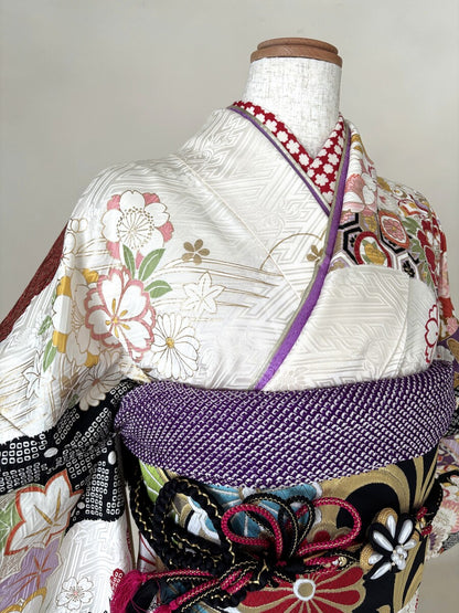 振袖レンタルセット　白　新古典柄