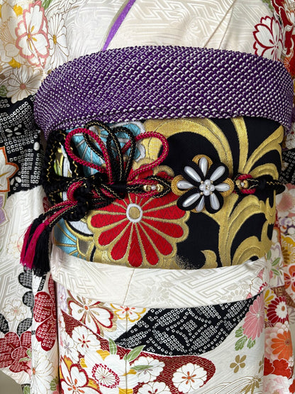 振袖レンタルセット　白　新古典柄