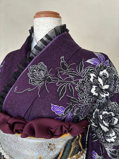 振袖レンタルセット　紫　洋柄