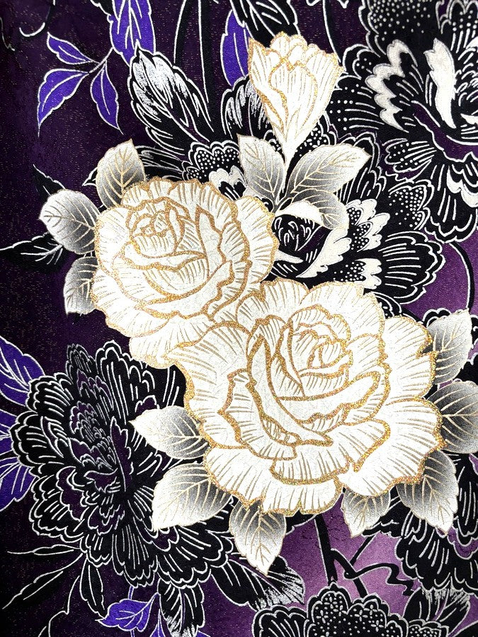 振袖レンタルセット　紫　洋柄