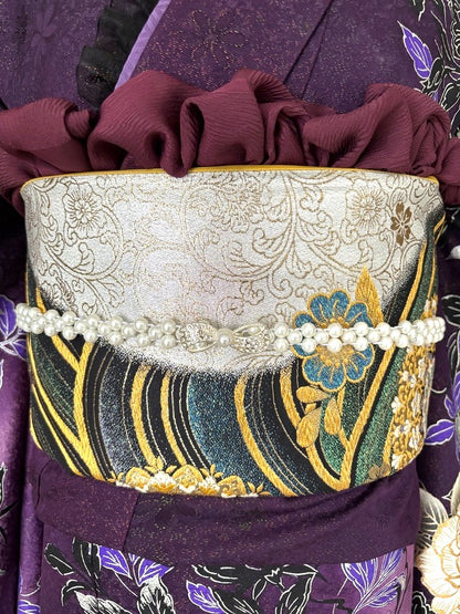 振袖レンタルセット　紫　洋柄