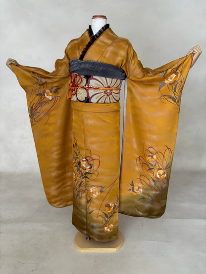 振袖レンタルセット　黄　洋風モダン