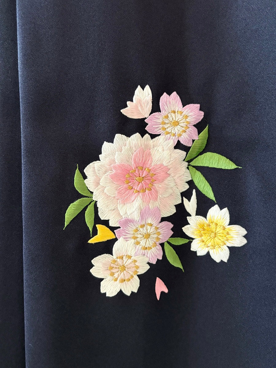 CC送料込み 袴セット八重桜プリエ着物×紺袴 [C1]150㎝【M3899