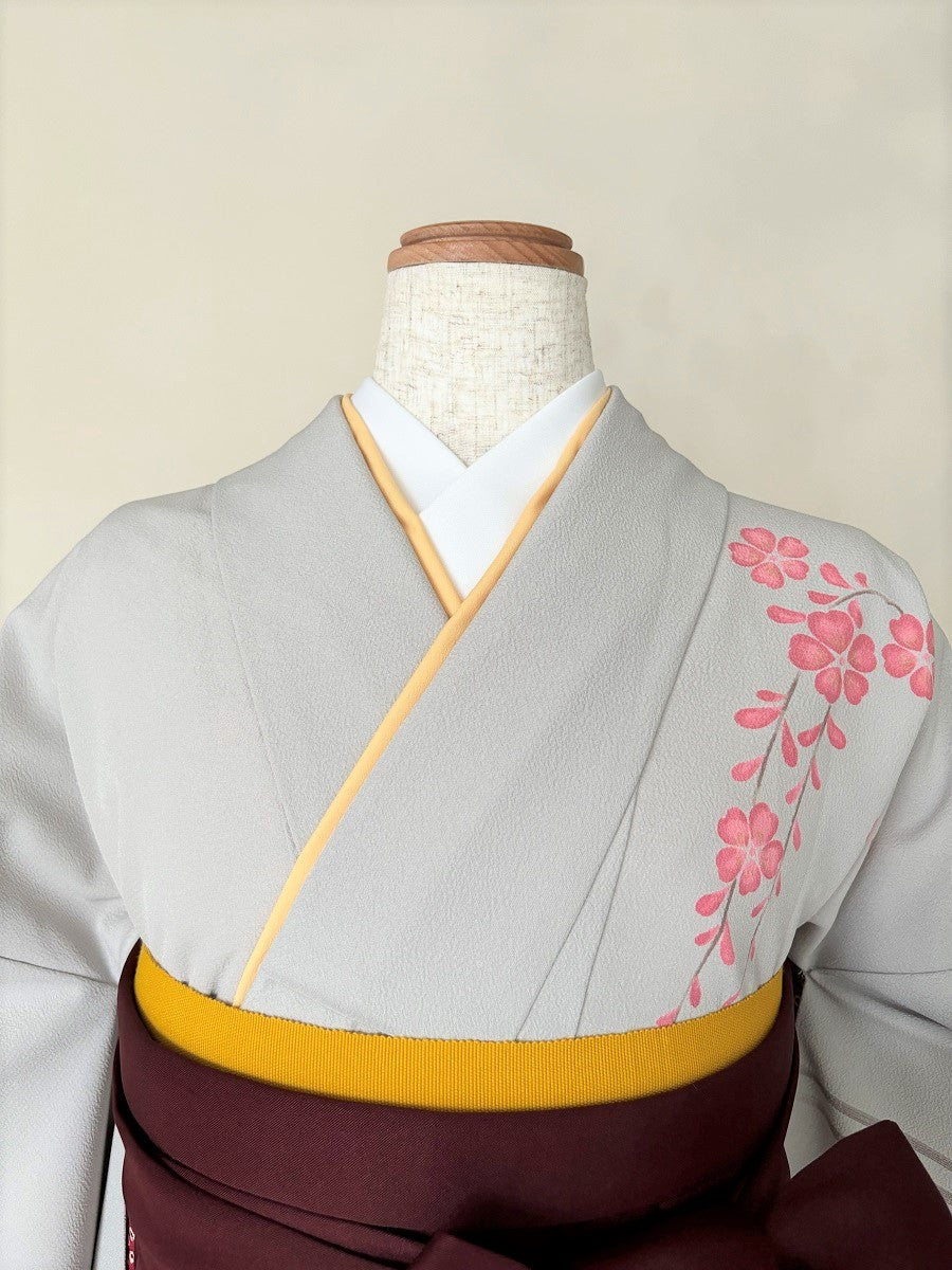卒業式袴レンタルセット グレー 枝桜 – きものセンター